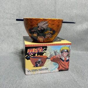 Bioworld Naruto Ceramic Noodle Bowl 20oz Orange Kakashi Sasuke Sakura 6in Bowl